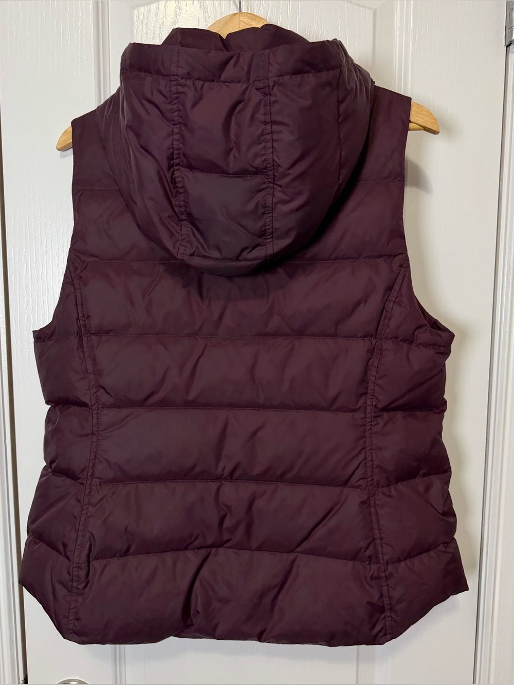 Eileen Fisher Hooded Down Puffer Vest Dark Plum Purple Medium - Picture 5 of 9